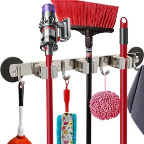 Strong Magnetic Mop Broom Holder, Heavy Duty Magnetic Broom Mop Hanger for Refrigerators, Powerful Magnetic Broom Rack, Anti-slip Utility Storage Tools Rack for Kitchen Home Laundry Garage