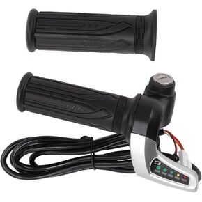 SUNGOOYUE 1 Pair Electric Bike Throttle Grip, Universal Speed Control Knob Electric Scooter Wire Twist Throttle Grip with LED Display and Power Key Locker Accelerator