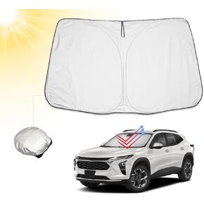 BIBIBO 2024 Chevy Trax Sunshade for 2024 2025 Chevrolet Trax (LS/1RS/LT/2RS/ACTIV) &2023 2024 Buick Envista Front Windshield Sun Shade, Block UV Rays Foldable Sun Visor Protector, Keep Your Car Cooler