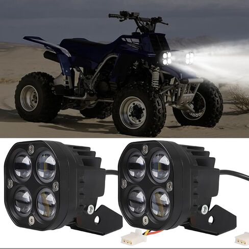 2 x Headlights Head Lights Kit Assembly For YAMAHA BANSHEE ATV Lights 3500LM 6000K Dual Color for High Low beam With Headlight Mounting Brackets Mounts (1987-2001 Plug-N-Play) in Kuwait