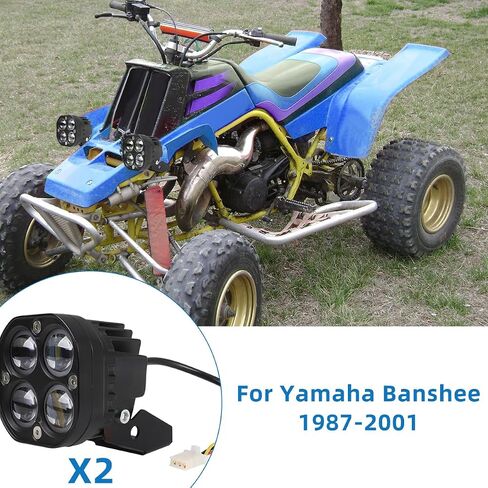 2 x Headlights Head Lights Kit Assembly For YAMAHA BANSHEE ATV Lights 3500LM 6000K Dual Color for High Low beam With Headlight Mounting Brackets Mounts (1987-2001 Plug-N-Play) in Kuwait