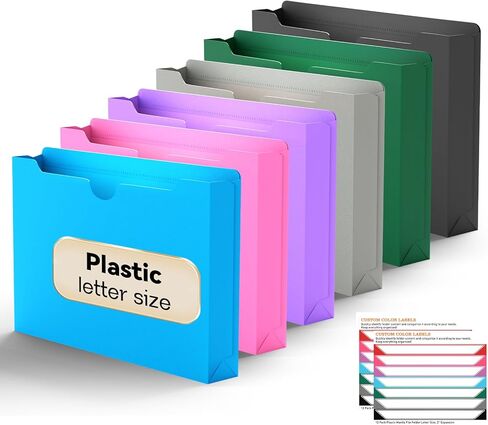 12 Pack Plastic Folders with Pockets and Prongs Fastener,2 Pockets Folders and 3 Prongs Folders Fit Letter Size Paper,Heavy Duty File Folders for Office School Home,Black in Kuwait