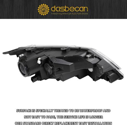 مصباح أمامي هالوجين من Dasbecan متوافق مع Ford Fusion 2010 2011 2012 مجموعة المصابيح الأمامية للسائق الأيسر يستبدل الغطاء الأسود # 9E5Z13008A 9E5Z13008B FO2502273 (مصابيح W/O) in Kuwait