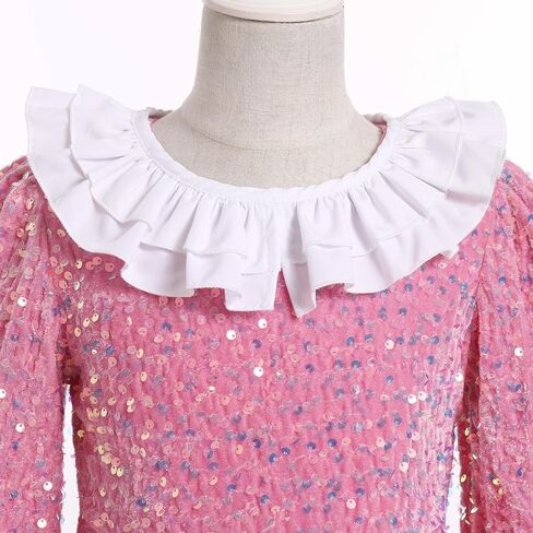 FYMNSI Toddler Baby Girls Christmas Dress Sparkle Sequin Long Sleeve Detachable Collar Velvet Dress Kids Fall Winter Clothes in Kuwait