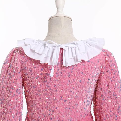 FYMNSI Toddler Baby Girls Christmas Dress Sparkle Sequin Long Sleeve Detachable Collar Velvet Dress Kids Fall Winter Clothes in Kuwait
