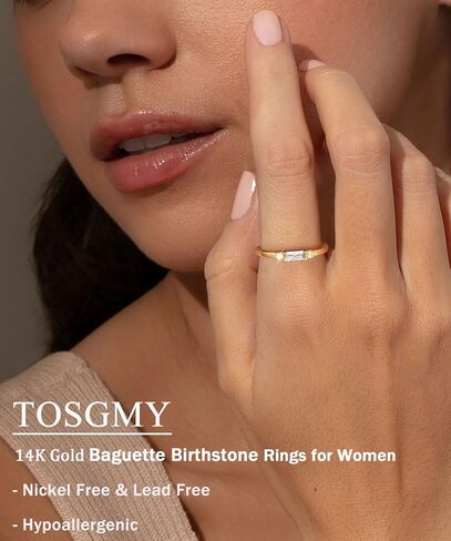 Birthstone Rings for Women Non Tarnish 14K Gold Plated Stackable Birthday Gifts for Mom Dainty Emerald Green Blue CZ Gemstone Ring for Mothers Daughter Bridesmaid Gifts Jewelry in Kuwait