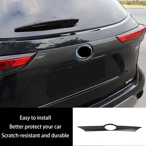 Car Accessories Tail Gate Grille Decoration Protector Guard Plate Fit for Toyota Highlander 2021 2022 2023 2024 2025 Rear Exterior Trunk Streamer Cover Trim (Glossy Chrome Style) ABS 1 PC in Kuwait