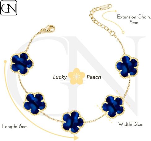 18K Gold Plated Clover Bracelet |Adjustable Bracelets| Lucky Flower Cute Link Bracelets Jewelry Gifts for Women in Saudi Arabia