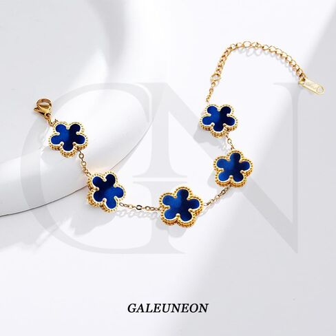 18K Gold Plated Clover Bracelet |Adjustable Bracelets| Lucky Flower Cute Link Bracelets Jewelry Gifts for Women in Saudi Arabia