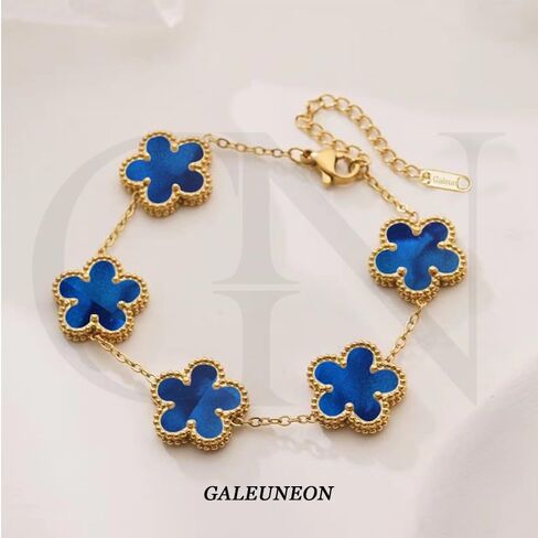 18K Gold Plated Clover Bracelet |Adjustable Bracelets| Lucky Flower Cute Link Bracelets Jewelry Gifts for Women in Saudi Arabia