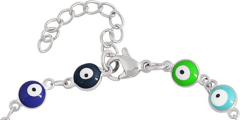 Edforce Stainless Steel Women's Charm Enamel Evil Eye Protection Link Chain Bracelet in Saudi Arabia