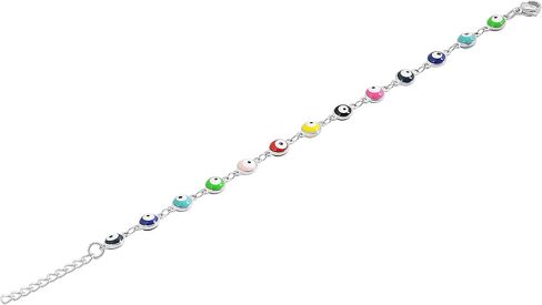 Edforce Stainless Steel Women's Charm Enamel Evil Eye Protection Link Chain Bracelet in Saudi Arabia