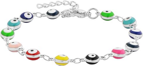 Edforce Stainless Steel Women's Charm Enamel Evil Eye Protection Link Chain Bracelet in Saudi Arabia