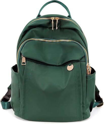Medium Nylon Backpacks for Women, Trendy Gold-Tone Hardware Everyday Backpack Purses, Casual Lightweight Water-Resistant Rucksack Daypack Travel Bags (Green) in Saudi Arabia