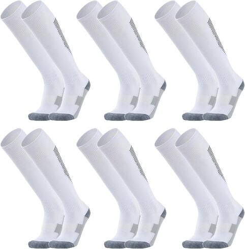 6 Pairs Mens Soccer Socks Stretchy Knee High Tube Socks Colorful Football Athletic Team Socks for Men in Kuwait