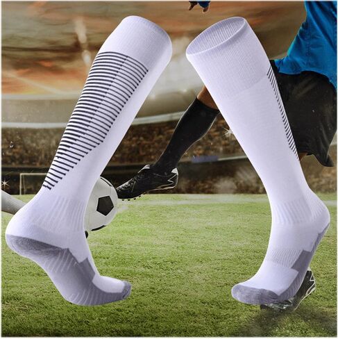 6 Pairs Mens Soccer Socks Stretchy Knee High Tube Socks Colorful Football Athletic Team Socks for Men in Kuwait