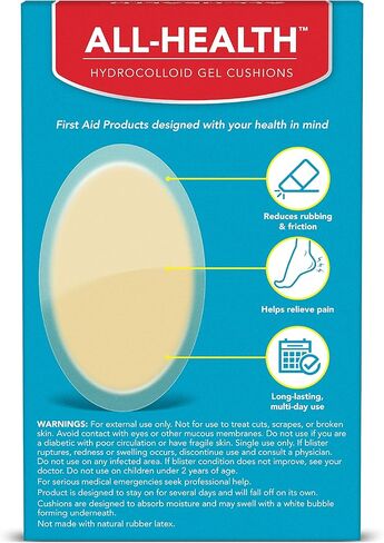 All Health Extreme Hydrocolloid Gel Blister Cushion Bandages, Heel, 1.65 in x 2.67 in, 10 ct | Long Lasting Protection Against Rubbing and Friction for Blisters in Kuwait