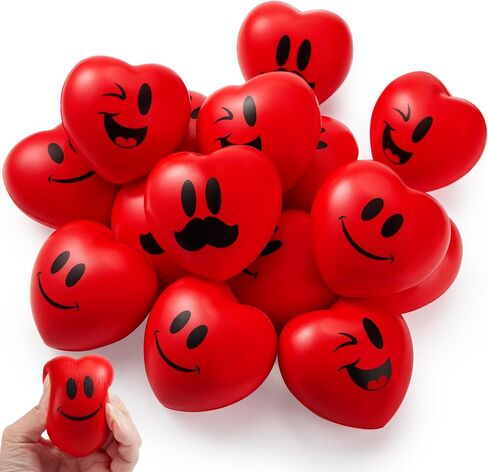 JOYIN 15 Pcs Valentines Day 3 inch Heart Stress Balls Squeeze Stress Relief Heart Shaped Stress Ball for Kids and Adults Party Favors, Valentines Day Gifts in Saudi Arabia