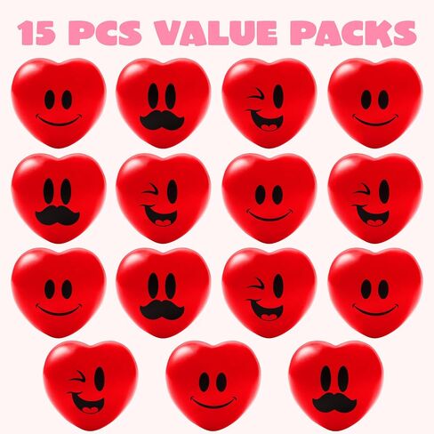 JOYIN 15 Pcs Valentines Day 3 inch Heart Stress Balls Squeeze Stress Relief Heart Shaped Stress Ball for Kids and Adults Party Favors, Valentines Day Gifts in Saudi Arabia