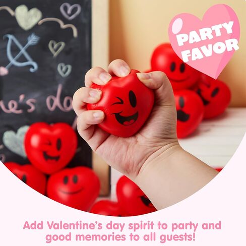 JOYIN 15 Pcs Valentines Day 3 inch Heart Stress Balls Squeeze Stress Relief Heart Shaped Stress Ball for Kids and Adults Party Favors, Valentines Day Gifts in Saudi Arabia