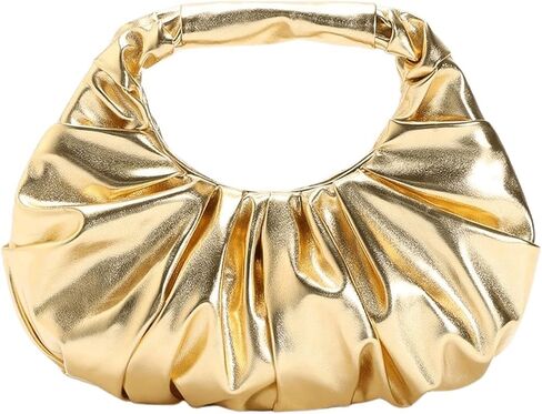 Verdusa Women's Metallic Ruched Bags PU Leather Evening Clutch Handbags in Kuwait