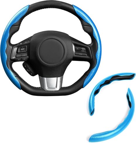 MEWANT Lake Blue Matte PU Carbon Fiber Steering Wheel Cover Anti-Skid Segmented Protector Steering Wheel Cover in Saudi Arabia