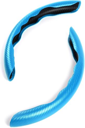 MEWANT Lake Blue Matte PU Carbon Fiber Steering Wheel Cover Anti-Skid Segmented Protector Steering Wheel Cover in Saudi Arabia
