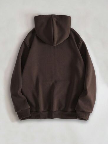 WDIRARA Men's Letter Print Zip Up Drawstring Hoodie Drop Shoulder Long Sleeve Pullover Hooded Sweatshirts with Pocket in Saudi Arabia