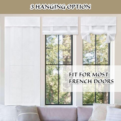 Linen French Door Curtain Sheer Door Curtains Blinds for Door Window, Light Filtering Tie up Glass Doorway Curtains Blinds Patio Front Door Curtain for Window W12 X L40 inch, Linen, 1 Panel in Saudi Arabia