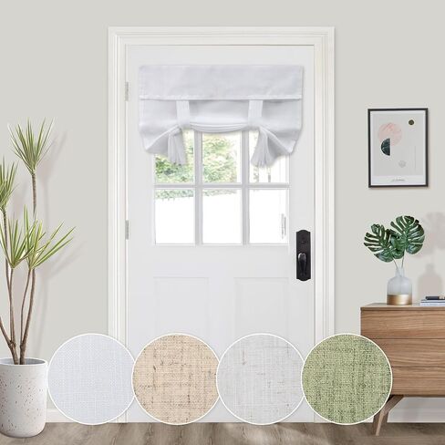 Linen French Door Curtain Sheer Door Curtains Blinds for Door Window, Light Filtering Tie up Glass Doorway Curtains Blinds Patio Front Door Curtain for Window W12 X L40 inch, Linen, 1 Panel in Saudi Arabia