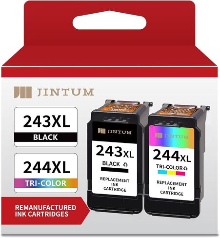 JINTUM Remanufactured Ink Cartridge Replacement for Canon 243 244 243XL 244XL Ink Cartridges for MG2522 MG2500 MG2520 MX490 MX492 TR4520 TR4522 TS3322 TS3122 TS3100（1 Black, 1 Tri-Color in Saudi Arabia