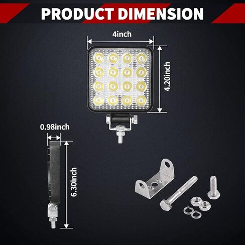 YITAMOTOR شريط إضاءة LED 4 قطع 4 بوصة 18 وات LED ضوء عمل فيضان LED ضوء القرون مصابيح الطرق الوعرة مصباح القيادة مصابيح الضباب مقاومة للماء شاحنة بيك اب SUV ATV UTV 4WD 12V 24V، ضمان 3 سنوات in Saudi Arabia