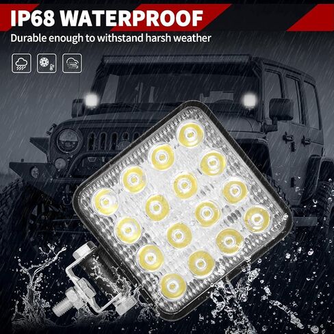 YITAMOTOR شريط إضاءة LED 4 قطع 4 بوصة 18 وات LED ضوء عمل فيضان LED ضوء القرون مصابيح الطرق الوعرة مصباح القيادة مصابيح الضباب مقاومة للماء شاحنة بيك اب SUV ATV UTV 4WD 12V 24V، ضمان 3 سنوات in Saudi Arabia