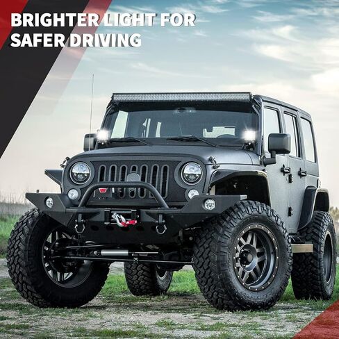 YITAMOTOR شريط إضاءة LED 4 قطع 4 بوصة 18 وات LED ضوء عمل فيضان LED ضوء القرون مصابيح الطرق الوعرة مصباح القيادة مصابيح الضباب مقاومة للماء شاحنة بيك اب SUV ATV UTV 4WD 12V 24V، ضمان 3 سنوات in Saudi Arabia