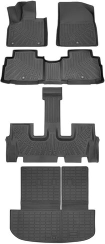 سجادات أرضية وبطانة شحن مخصصة مناسبة لملحقات Palisade 2020-2025، بطانات شحن لجميع الأحوال الجوية 7 و8 مقاعد الركاب ومقاعد الدلو 3 صفوف مجموعة كاملة لحماية السجاد TPE عديم الرائحة in Kuwait