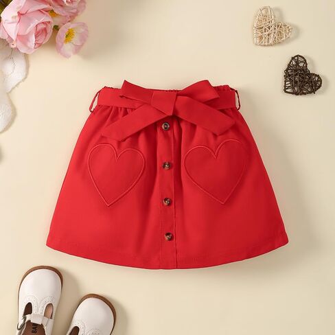 Little Girl Valentines Day Outfit Heart Long Sleeve Shirt+Love Skirt 2Pcs Set in Saudi Arabia