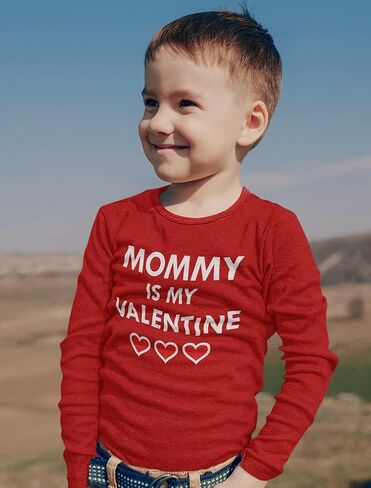 Tstars Mommy is My Valentine Shirts Boys Girls Valentines Day Kids Long Sleeve Shirt in Kuwait