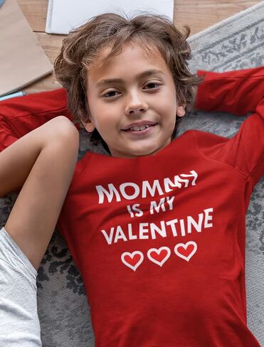 Tstars Mommy is My Valentine Shirts Boys Girls Valentines Day Kids Long Sleeve Shirt in Kuwait