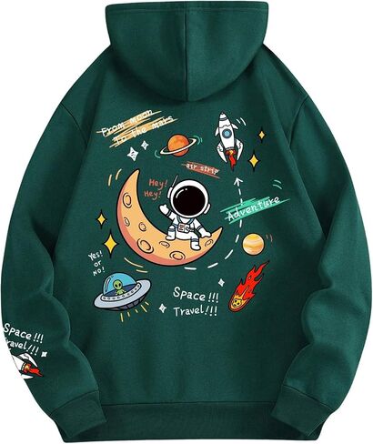 SweatyRocks Men's Hoodies Letter Graphic Print Long Sleeve Hooded Pullover Sweatshirts with Pocket in Saudi Arabia