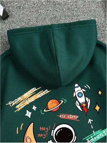 SweatyRocks Men's Hoodies Letter Graphic Print Long Sleeve Hooded Pullover Sweatshirts with Pocket in Saudi Arabia