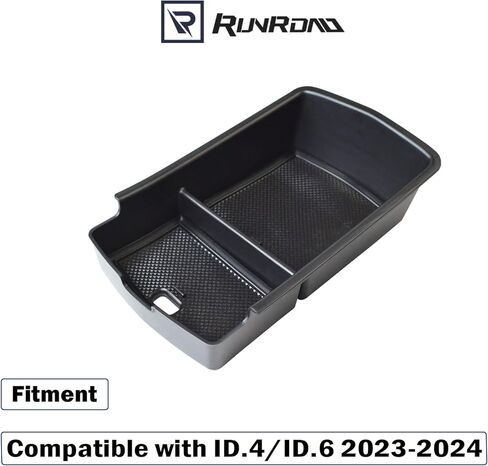 صينية تخزين منظم وحدة التحكم المركزية متوافقة مع ملحقات VW ID.4 2023 2024 ID.6، صينية مسند ذراع منظم وحدة التحكم الوسطى ID4 ID6 صندوق تخزين ثانوي مواد ABS in Kuwait