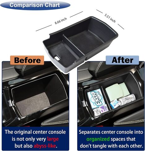 صينية تخزين منظم وحدة التحكم المركزية متوافقة مع ملحقات VW ID.4 2023 2024 ID.6، صينية مسند ذراع منظم وحدة التحكم الوسطى ID4 ID6 صندوق تخزين ثانوي مواد ABS in Kuwait
