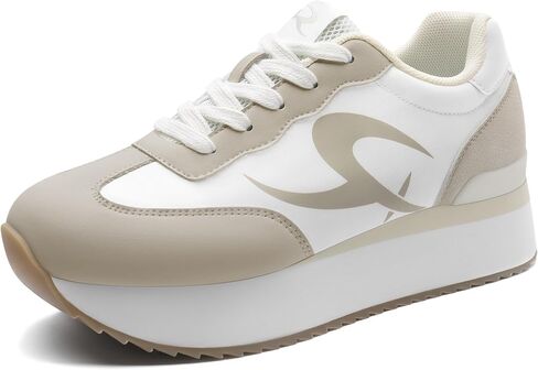 Rihero Women's Fashion Platform Sneakers Casual Lace Up Walking Shoes Comfortable Non Slip Tennis Running Shoes in Kuwait