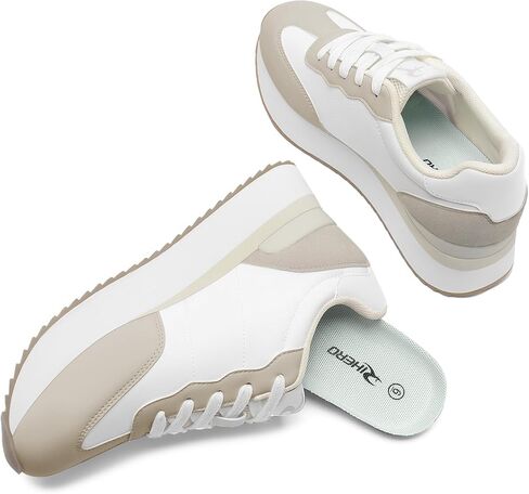 Rihero Women's Fashion Platform Sneakers Casual Lace Up Walking Shoes Comfortable Non Slip Tennis Running Shoes in Kuwait