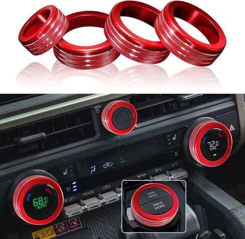 4 Pcs AC Knob Covers for 2024 2025 Toyota Tacoma, 2025 4Runner Interior Accessories with 14" Screen, AC Center Console Audio Switch Volume Drive Knob Cover Aluminum Alloy (Blue) in Saudi Arabia