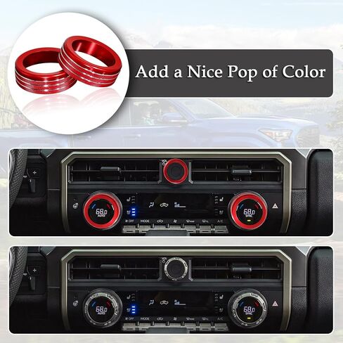 4 Pcs AC Knob Covers for 2024 2025 Toyota Tacoma, 2025 4Runner Interior Accessories with 14" Screen, AC Center Console Audio Switch Volume Drive Knob Cover Aluminum Alloy (Blue) in Saudi Arabia