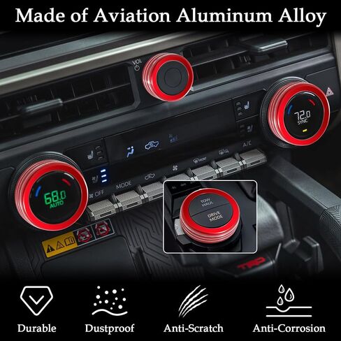4 Pcs AC Knob Covers for 2024 2025 Toyota Tacoma, 2025 4Runner Interior Accessories with 14" Screen, AC Center Console Audio Switch Volume Drive Knob Cover Aluminum Alloy (Blue) in Saudi Arabia