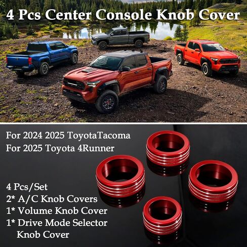 4 Pcs AC Knob Covers for 2024 2025 Toyota Tacoma, 2025 4Runner Interior Accessories with 14" Screen, AC Center Console Audio Switch Volume Drive Knob Cover Aluminum Alloy (Blue) in Saudi Arabia