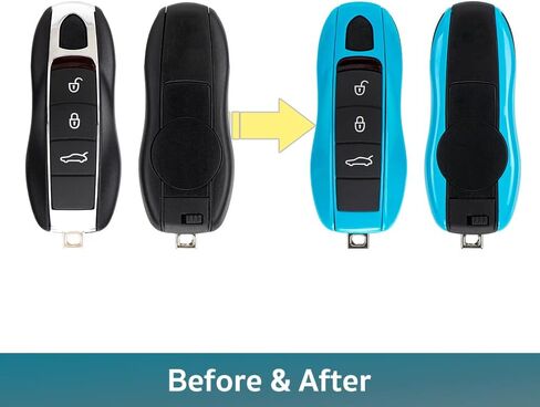 Painted Key Fob Shell Cover Replacement Compatible with Porsche Key Fob (Miami Blue) in Kuwait