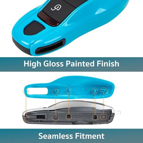Painted Key Fob Shell Cover Replacement Compatible with Porsche Key Fob (Miami Blue) in Kuwait